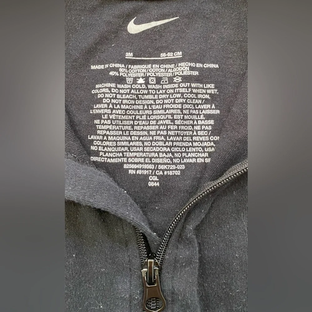 Nike Infant‎ 3 Months Black Logo Cotton Blend Footed Onesie